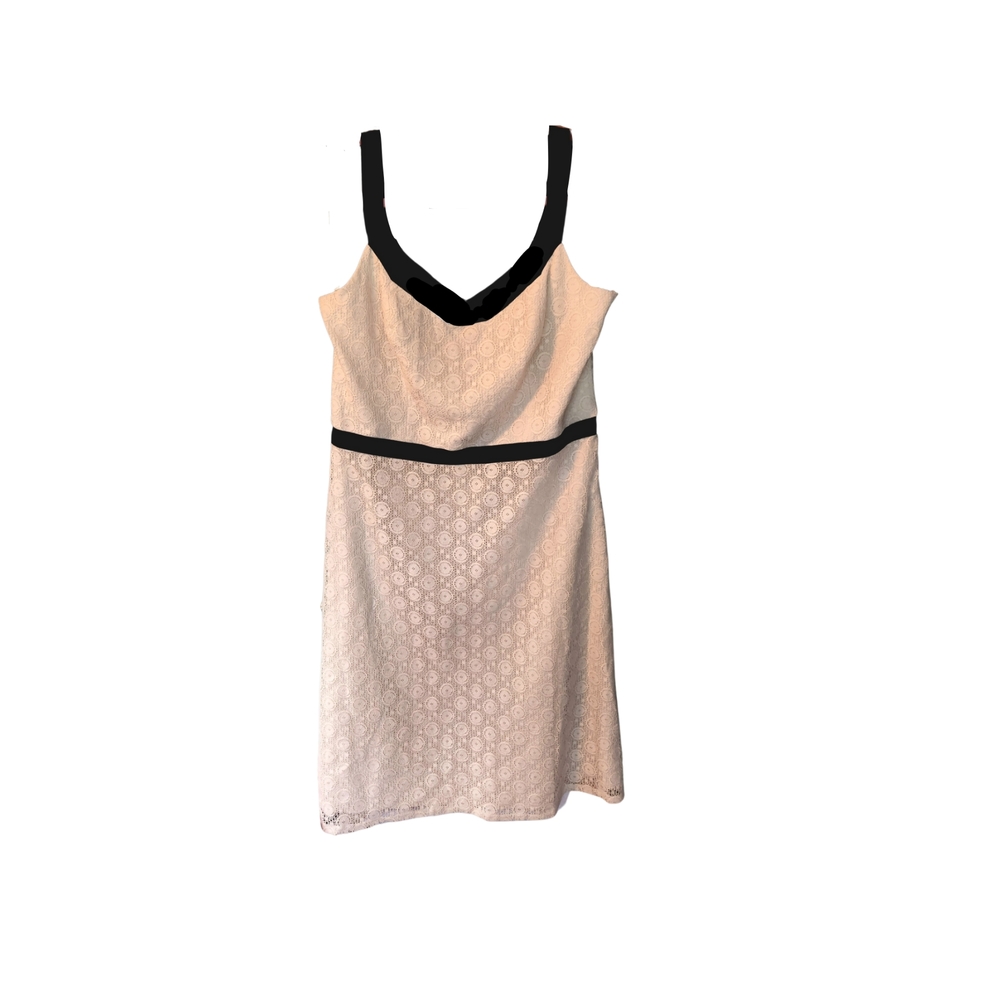 Ann Taylor Loft cream and black casual cocktail dress, sz 12P